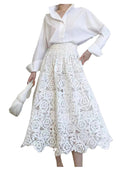 Vintage Floral Lace A-Line Skirt Elegant Women's Fashion