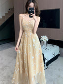 Summer Blossom Halter Dress Floral Midi Elegant Evening Wear