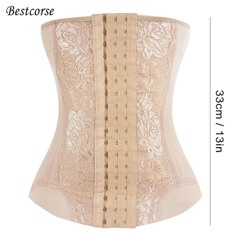 XS Girdle Body Shaper For Women Slimming Belt Breathable Waist Trainer With Hooks Steel Bone Corset Tummy Long Gaine Post Partum