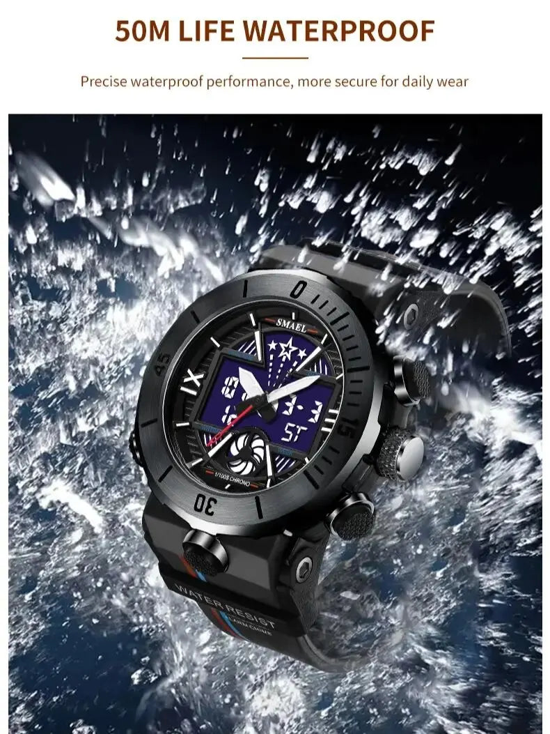SMAEL Dual Display Digital Sport Watch with Alarm and Waterproof Design  OurLum.com   