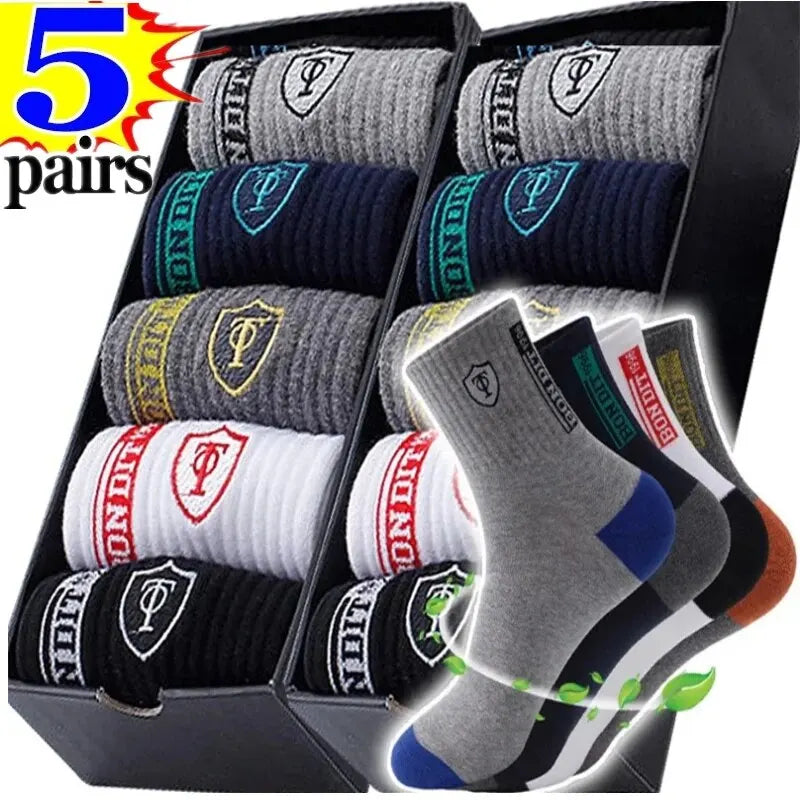 Men's Breathable Cotton Bamboo Fiber Sports Socks - 5 Pairs Pack  Our Lum   