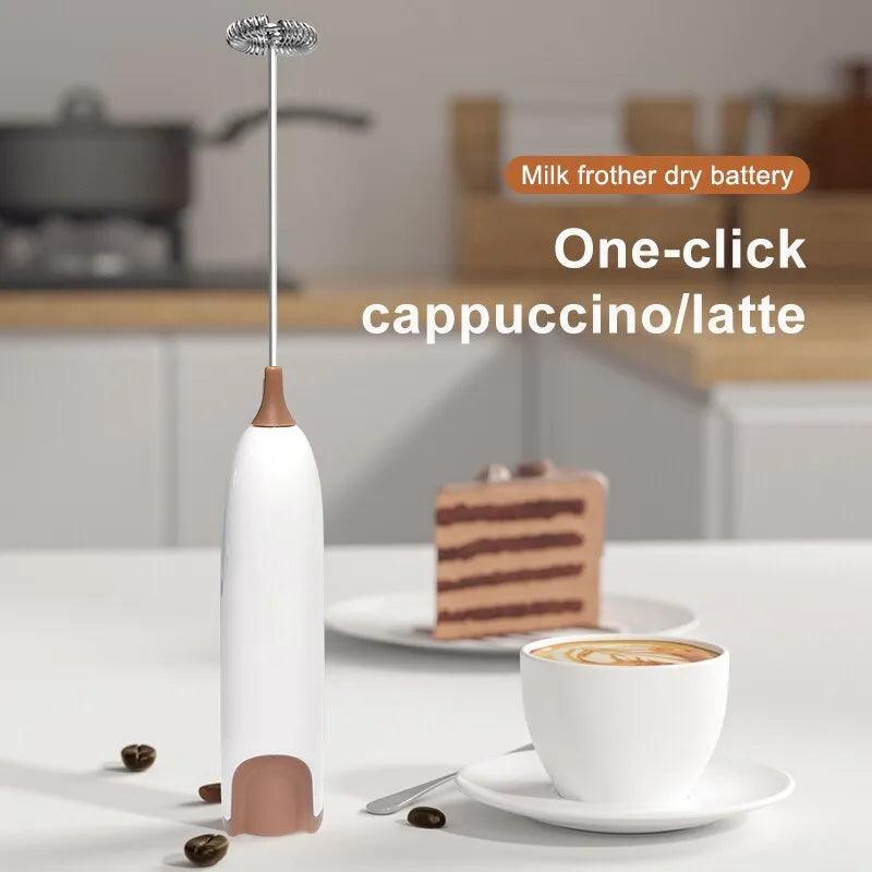 Electric Handheld Frother - Battery-Powered Portable Mixer for Coffee, Cappuccino, Eggs, and Cocktails  ourlum.com   