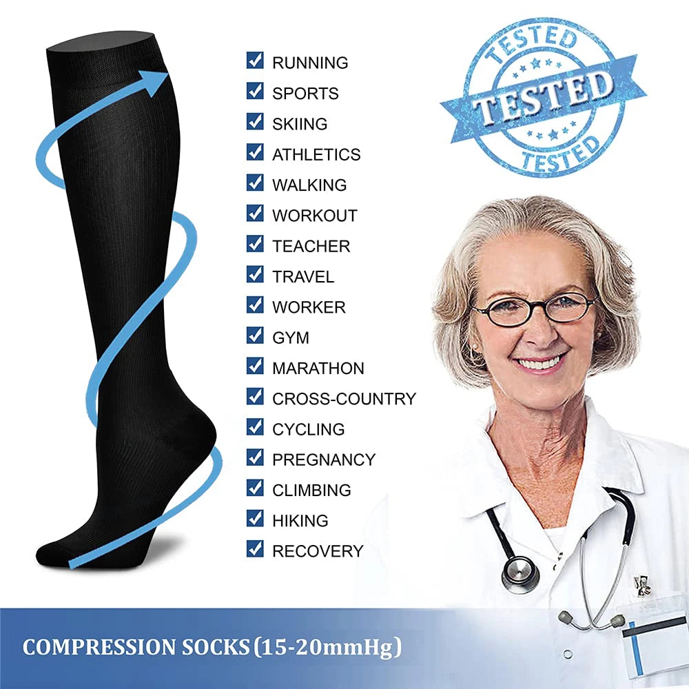 1 Pair Sports Copper Compression Socks for Women and Men, Circulation 15-20 MmHg Is Best Support for All Day Wear Running Nurse