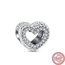 Crown Flowers Heart Silver Bead Charm Elegant Pandora Accessory