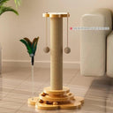 Wooden Cat Turntable Toy with Sisal Scratching Board and Grab Column  ourlum.com   