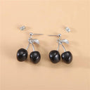 Sweet Cherry Charm Earrings Whimsical Korean Style Women