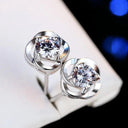 Starlight Elegance Silver Star Stud Earrings Dazzling Zircon Design