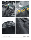 Mens Leather Jacket Pu Letter Embroidery Motorcycle Jacket