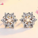 Starlight Elegance Silver Star Stud Earrings Dazzling Zircon Design