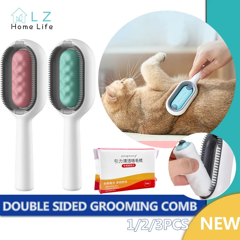 Double-Sided Pet Hair Grooming Comb: Salon-Level Easy Cleaning & Removal  ourlum.com   