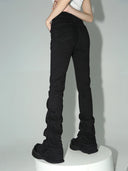 REDDACHiC Black Ruched Flare Jeans Women High Rise Pants