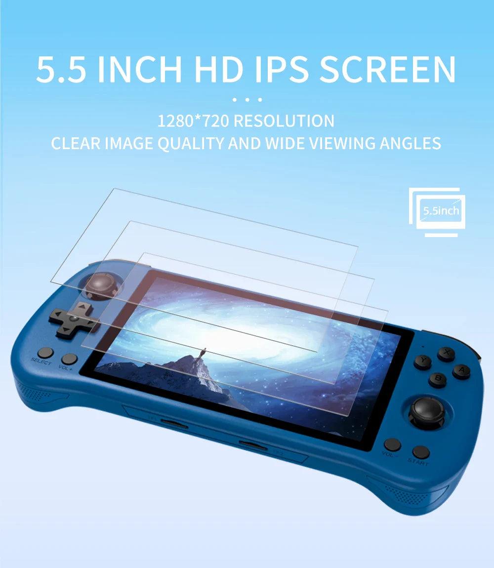 New POWKIDDY X55 Handheld Game Console 5.5 inch IPS Screen RK3566 Open Source Retro Console TV Out Video Games Player Kids Gift  ourlum.com   