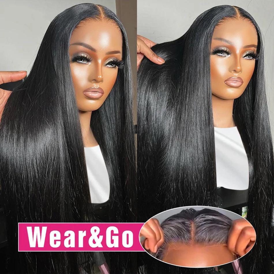 30-34 Inch Bone Straight HD Lace Front Wig with Transparent Lace - Remy Peruvian Human Hair  ourlum.com   