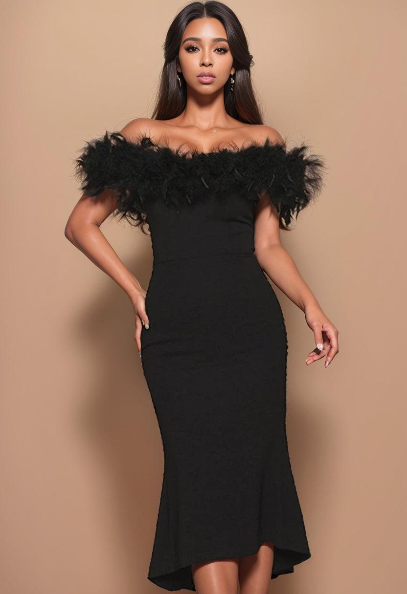 Elegant Fishtail Dress: Off-Shoulder Glamour & Sophistication