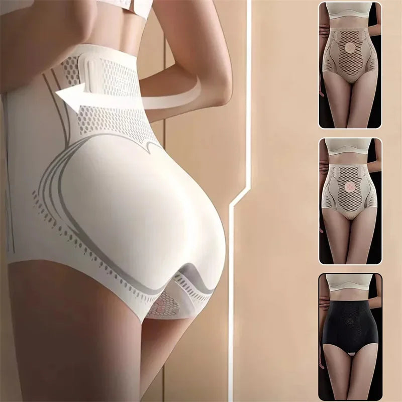 High Waisted Ice Silk Shapewear Panty for Tummy Control & Hip Lifting Comfort