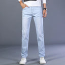 Brand Top Classic Style Men Light Blue Denim Trousers