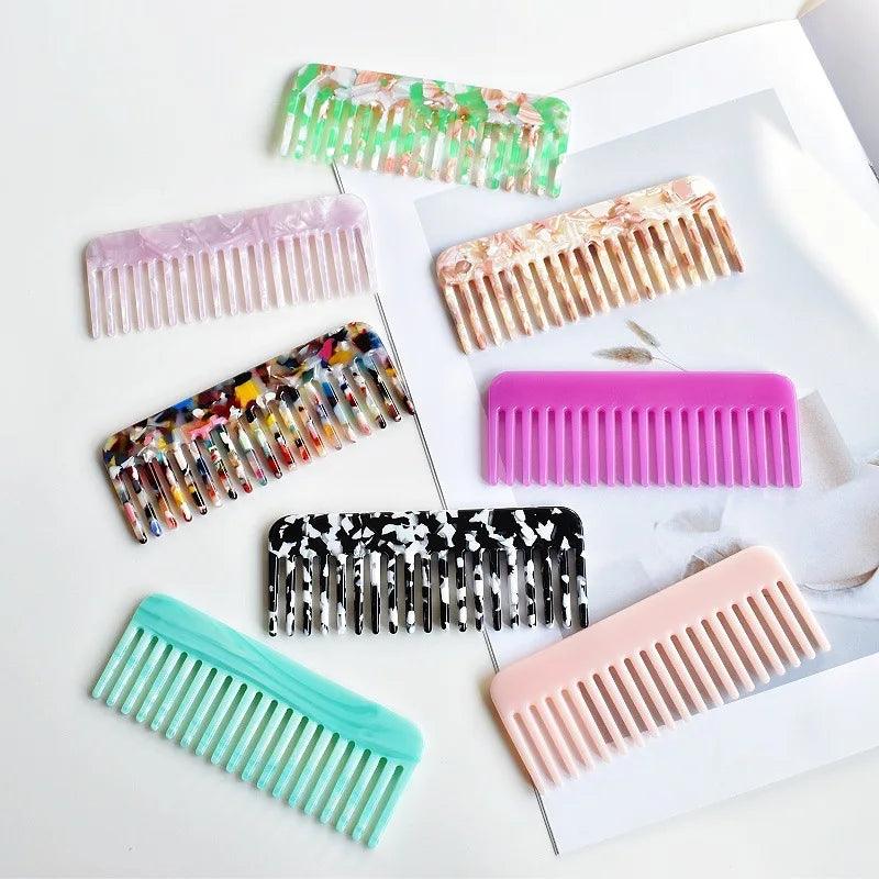 Wide Teeth Acetate Hair Combs Anti-static Massage Hair Brush Hairdressing Colorful Hairdress Salon Styling Traveling Accessories  ourlum.com   