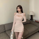 Seductive Lace-Up Bandage Mini Dress Autumn Chic Style