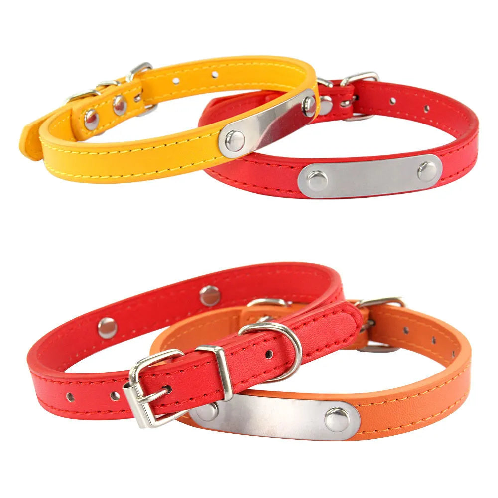 Custom Dog Collar: Engraved ID Anti-lost Leather for Dogs-Cats  ourlum   