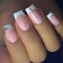 French False Nails Chic Nude White Short Square Tips Glue