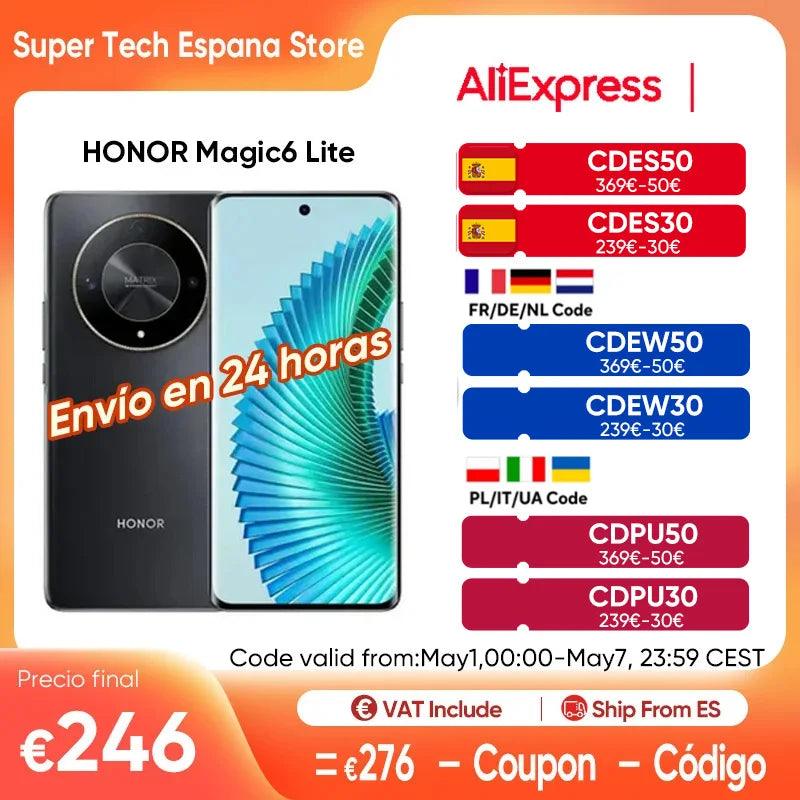 HONOR Magic6 Lite 5G Smartphone - 6.78" 120Hz Display, 108MP Triple Cameras, Android 13, Dual SIM, IP68 Water & Dust Resistant