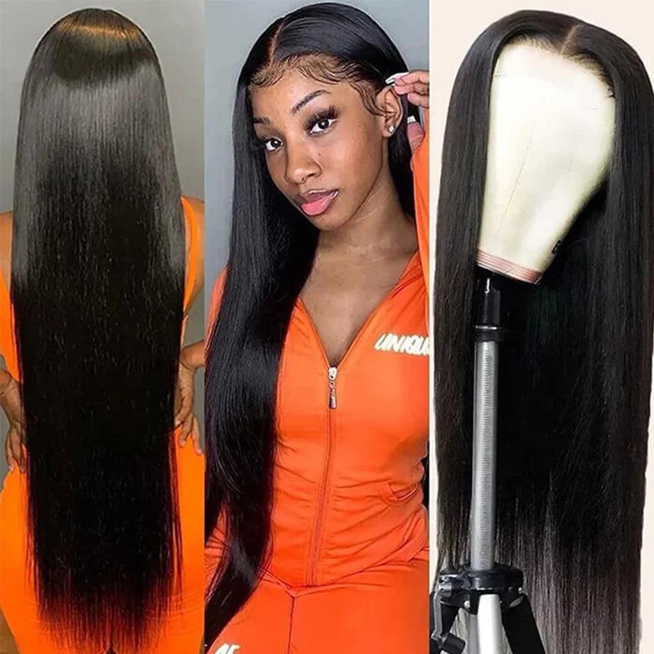 13x6 HD Lace Frontal Brazilian Straight Human Hair Wig for Women with Pre-Plucked Hairline