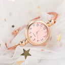 Gold Bangle Bracelet Watch for Women by YIKAZE: Retro Stainless Steel Quartz Wristwatch with Fashionable Design  ourlum.com N- Rose Gold-pink  