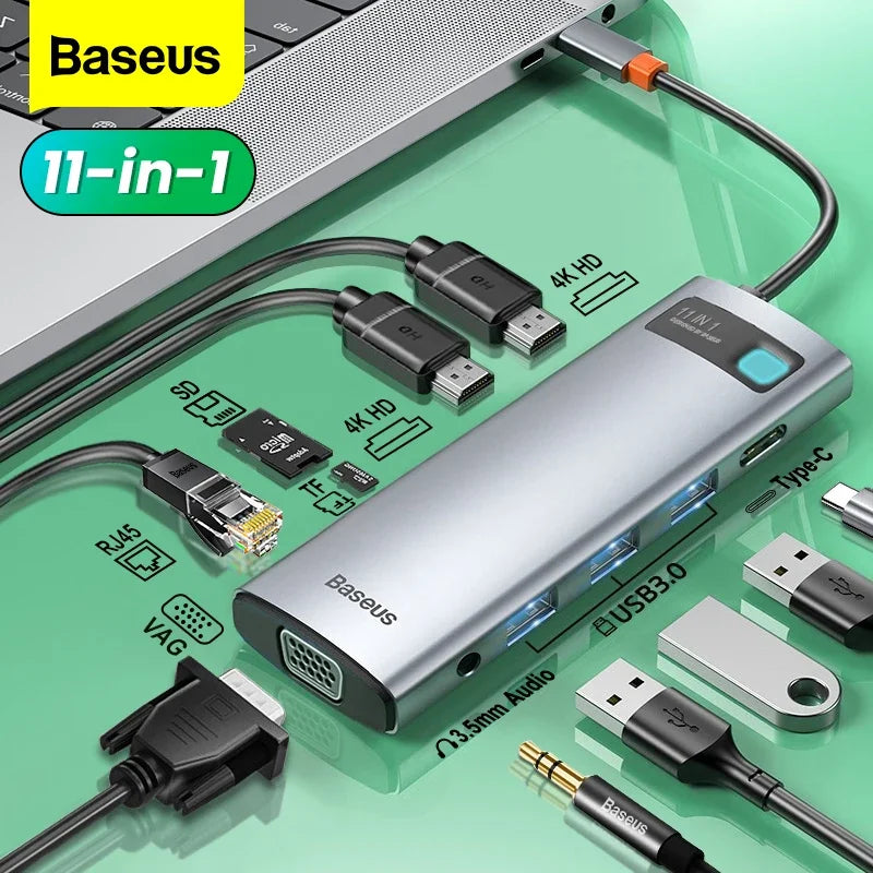 Baseus USB Type C HUB USB C to HDMI-compatible RJ45 SD Reader PD 100W Charger USB 3.0 HUB For MacBook Pro Dock Station Splitter  ourlum.com   