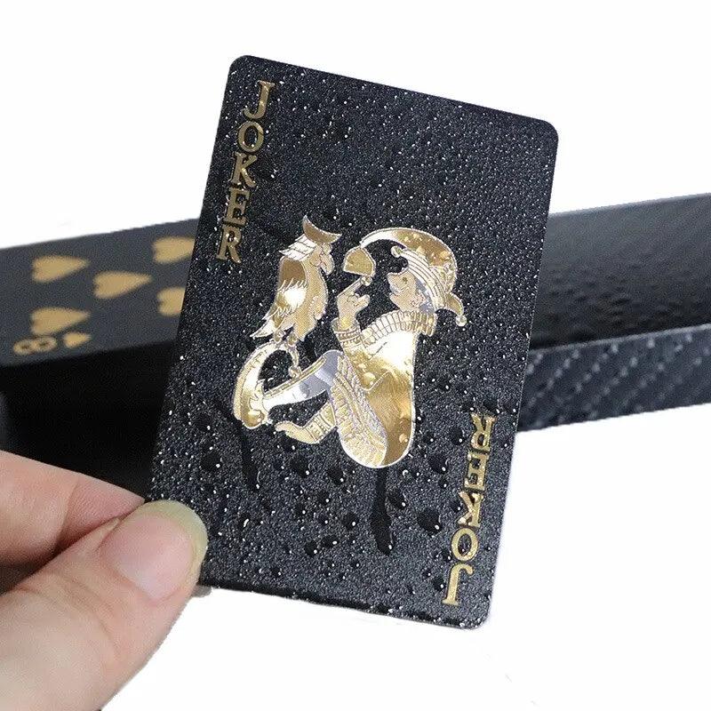 Luxury Black Gold Waterproof Playing Cards Set - Elegant Poker Deck with Magic Dmagic Package  ourlum.com   