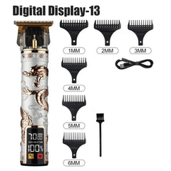 Men's Rechargeable Hair Trimmer: Professional Clippers & Beard Shaver