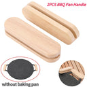 Heat Resistant Wooden BBQ Pan Handles - 2 Pcs Grilling Accessories