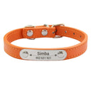 Custom Dog Collar: Engraved ID Anti-lost Leather for Dogs-Cats  ourlum Orange XXS (17-22cm) 