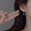 2023 Korean New Light Luxury Zircon Moon Star Earrings