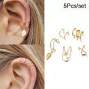 Unisex Boho Silver Leaf Non-Piercing Clip Earrings Set