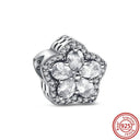 Crown Flowers Heart Silver Bead Charm Elegant Pandora Accessory