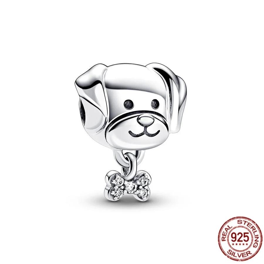 Sterling Silver Dog Charm Bead for Pandora Bracelet Jewelry  ourlum.com   