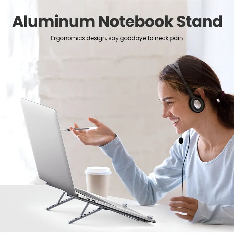 UGREEN Aluminum Laptop Stand: Ergonomic Foldable Notebook Riser with Cooling Design  ourlum.com   