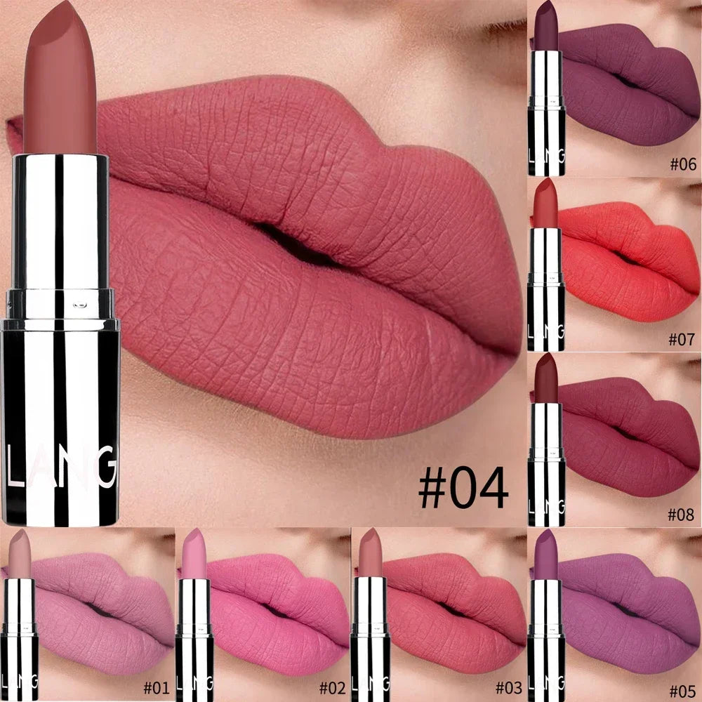 8 Colors Matte Bullet Lipstick Waterproof Long-Lasting Velvet Lipstick Easy To Wear 2019 Nude batom Nutritious Makeup  ourlum.com   