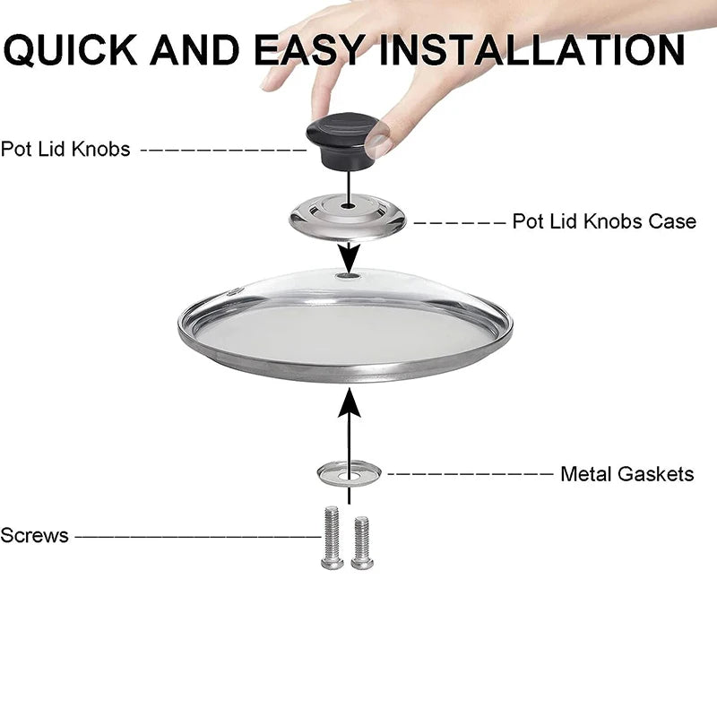 Universal Kitchen Pot Lid Knob Handle Replacement - Eco-Friendly Grip with Screwdriver, Fits 6-10mm Covers