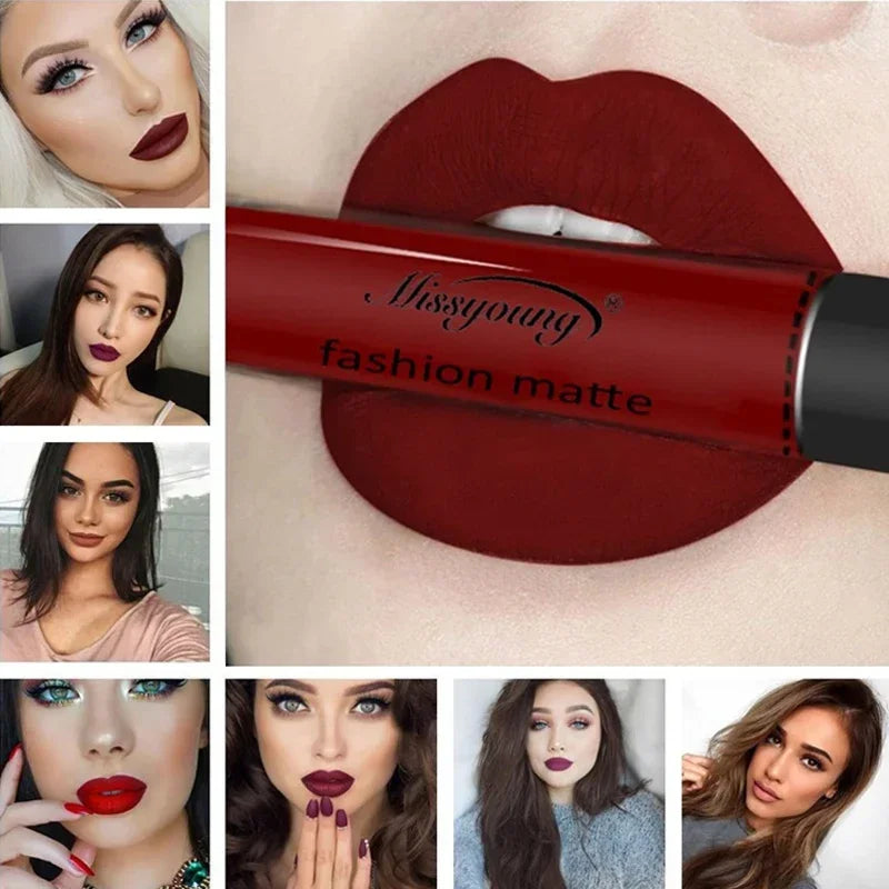 New Brand Makeup Lipstick Matte Lipstick Brown Nude Chocolate Color Liquid Lipstick Lip Gloss Matte Batom  ourlum.com   