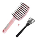 Hair Scalp Massage Comb Bristle Nylon Hairbrush Wet Curly Detangle  Anti-Static Hair Brush Professional Salon Hairdressing Style  ourlum.com B Pink and Brush 1  