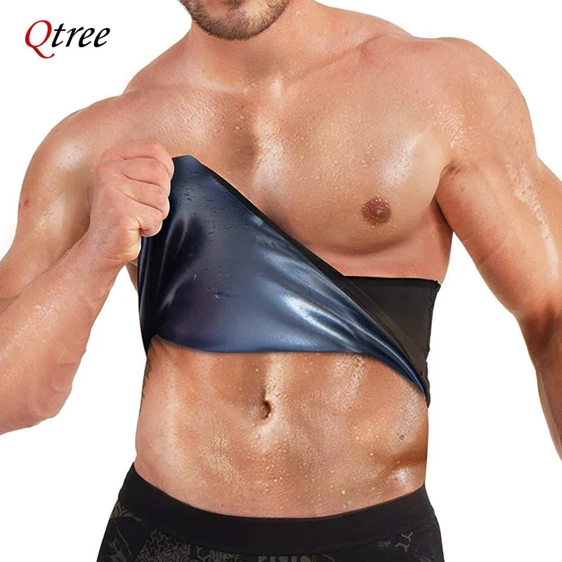 Qtree Men Slimming Body Shaper Sauna Sweat Belt Waist Trainer Corsets Belly Band Sport Girdle Straps Stomach Wraps Fat Burner