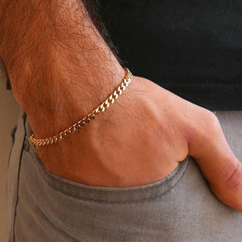 Chunky Stainless Steel Miami Curb Chain Bracelet - Men's Cuban Link Wristband  ourlum.com   