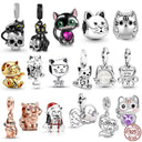 Sterling Silver Pet Cat Dangle Charm for Pandora Bracelet