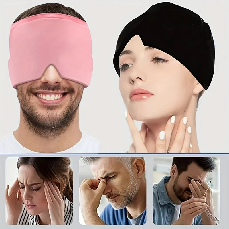 Ice Cap Gel Cold and Hot Mask Head Face Surrounding Relaxation Massage Sleep Eye Mask Black Pink Not Charged