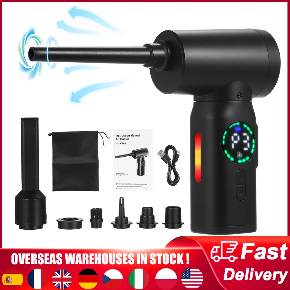 100W Cordless Air Blower Compressed Air Duster Cleaner With Emergency Light 7500mAh Electric Inflator Cleaning Tool Dust Blower  ourlum.com   