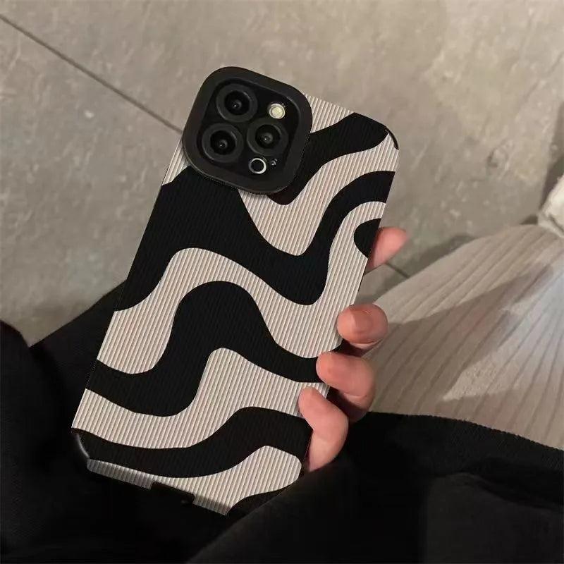 Zebra Stripe Black White iPhone Case - Shockproof Soft Cover for Various iPhone Models  ourlum.com   