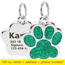 Engraved Glitter Paw Pet ID Collar Tag: Customized and Stylish  ourlum GN  