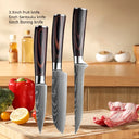 Professional Damascus Kitchen Knife Set with Santoku Cleaver