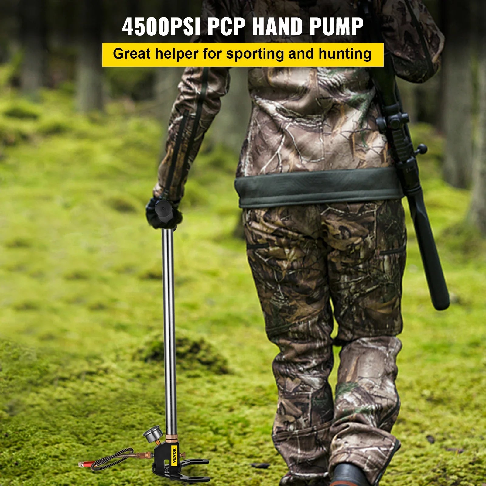 VEVOR 3 Stage PCP Pump + Pressure Gauge 4500PSI Tire Kayak Ball Inflatable Rifle Air Gun Filling Stirrup High Pressure Hand Pump